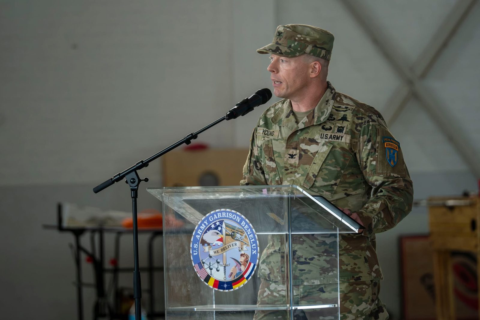 Garrison commander speaking